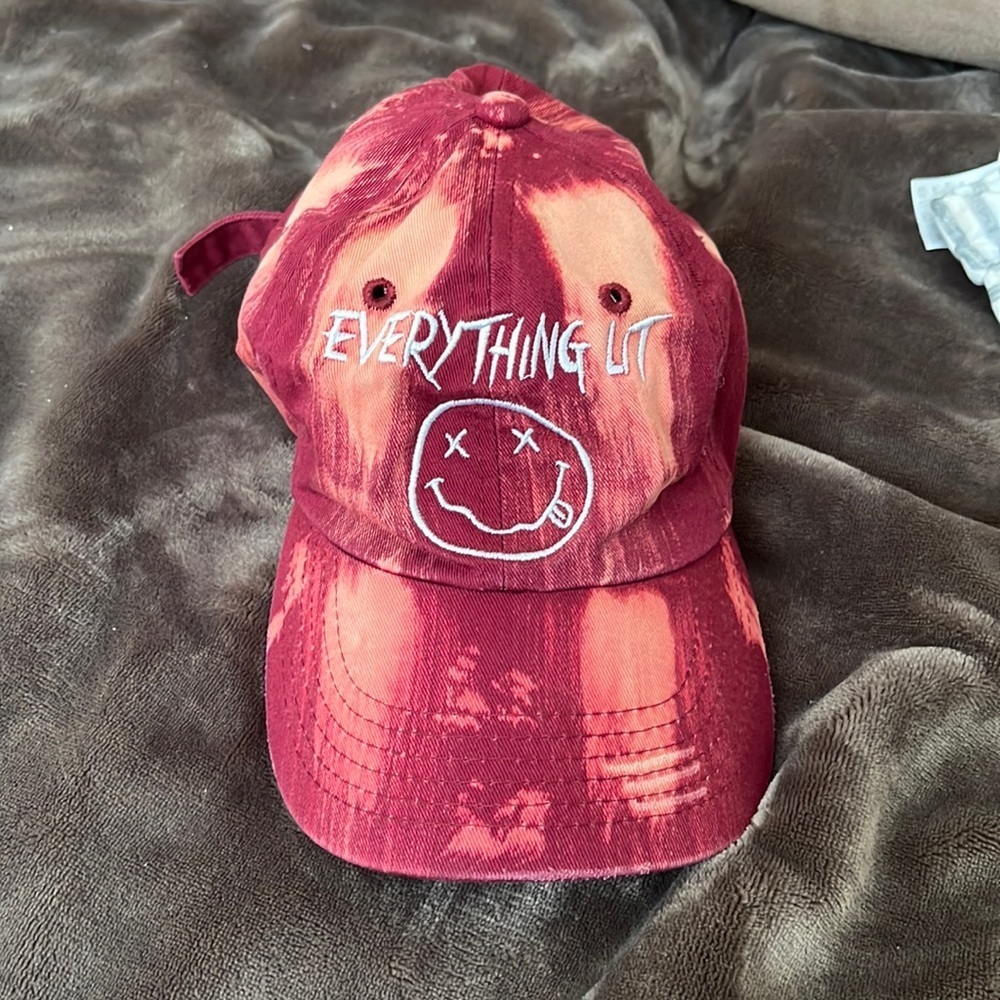 Black Keys Everything Lit red tie-dye baseball cap